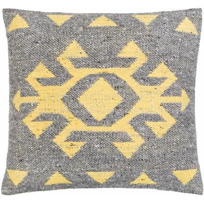Koronadal 22" Square Rustic Pillow Moroccan Plush Black/Charcoal/Orange Lumbar Pillow - Boutique Rugs