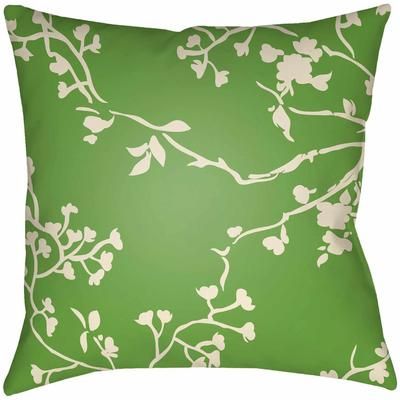 Molave 22" Square Traditional Pillow plush Cream/Grass Green/Lime Green Outdoor Throw Pillow - Boutique Rugs