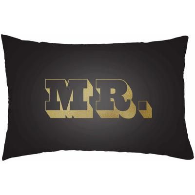 Tinana 14"L x 22"W Modern Pillow plush Black/Metallic Gold Outdoor Lumbar Pillow - Boutique Rugs