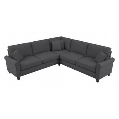 Bush Furniture Hudson 99W L Shaped Sectional Couch in Charcoal Gray Herringbone - Bush Furniture HDY98BCGH-03K