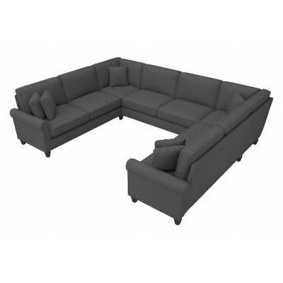 Bush Furniture Hudson 125W U Shaped Sectional Couch in Charcoal Gray Herringbone - Bush Furniture HDY123BCGH-03K