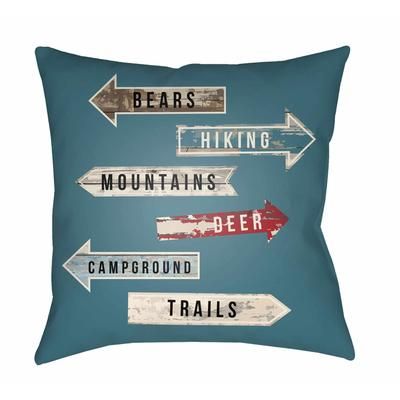Fullersfield 18" Square Cottage pillow cabin Teal/Sky Blue/Beige/Bright Red/Camel/Beetle Blue/Light Silver/Marine Blue Outdoor Throw Pillow - Boutique Rugs