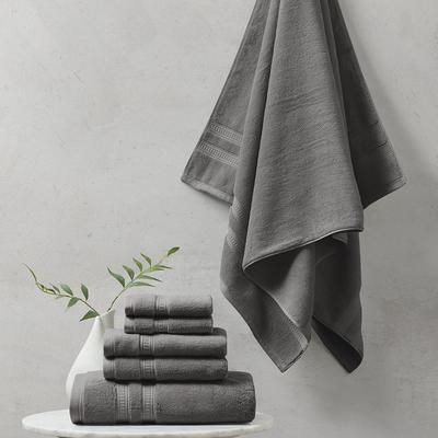 Beautyrest 100% Cotton Feather Soft Towel 6PC Set in Charcoal - Olliix BR73-2440