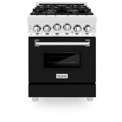 "ZLINE 24" 2.8 cu. ft. Range with Gas Stove and Gas Oven in Stainless Steel and Black Matte Door (RG-BLM-24) - ZLINE Kitchen and Bath RG-BLM-24"