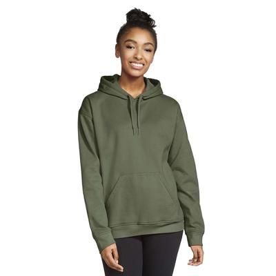 Gildan SF500 Adult Softstyle Fleece Pullover Hooded Sweatshirt in Military Green size Medium | Ringspun Cotton