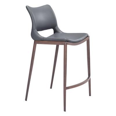 Ace Counter Chair Dark Gray & Walnut - Zuo Modern 109390