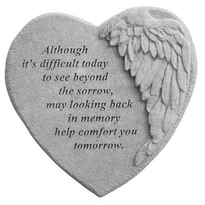 Although It'S Difficult Winged Heart- Garden Memorial Accent Stone by Kay Berry in Grey