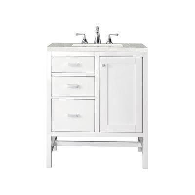 "Addison 30" Single Vanity Cabinet - Glossy White - With 3 CM Eternal Serena Top - James Martin E444-V30-GW-3ESR"