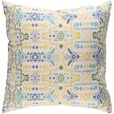 Indy 20" Square Pillow Moroccan Plush Dark Blue/Ivory/Medium Green/Mustard/Teal/Navy Outdoor Throw Pillow - Boutique Rugs