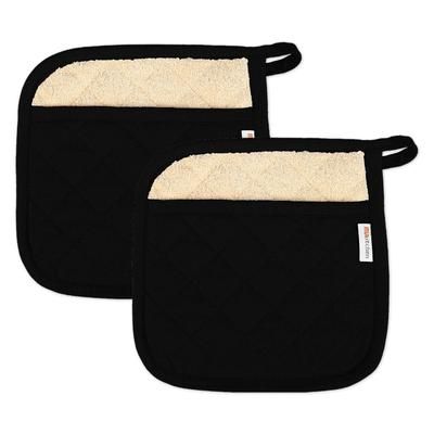 Solid Twill Potholder, Set 2 by Mu Kitchen in Black