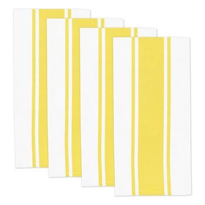 Classic Stripe Cotton Kitchen Dish Towel, Set 4 by Mu Kitchen in Yellow
