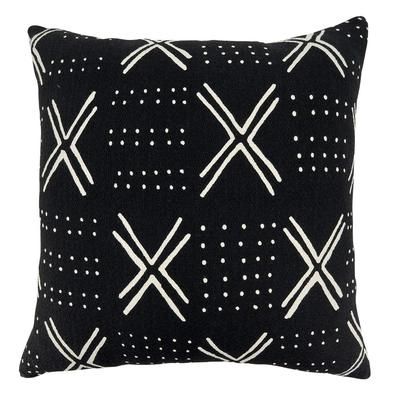 Dark Mudcloth Throw Pillow With Poly Filling - Saro Lifestyle 9611.BK22SP