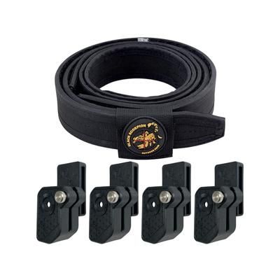 Black Scorpion Outdoor Gear Competition Rig - 1 Pro HD Belt 4 Ambidextrous Double Stack Mag Pouches Ambidextrous Black Large CO22-BTLBK-MPGMBK