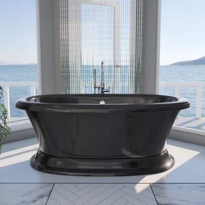 Randolph Morris Everett 72 Inch Double Ended Freestanding Air Massage Tub - Made in USA RM72DE0AIRBK