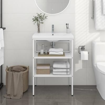 vidaXL Struttura per Lavabo da Bagno Bianca 59x38x83 cm in Ferro