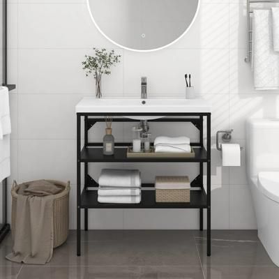 vidaXL Struttura per Lavabo da Bagno Nera 79x38x83 cm in Ferro