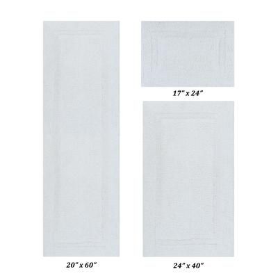 Lux Collectionis Bath Mat Rug 3 Piece Set (20" x 20" | 21" x 34" | 20" x 60") by Better Trends in White