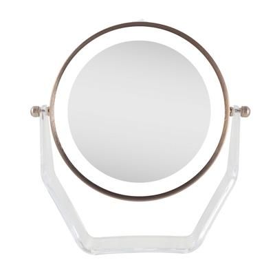 Two-Sided LED Lighted Vanity Swivel Mirror in Acrylic Base, 8X/1X by Zadro Products Inc. in Rose