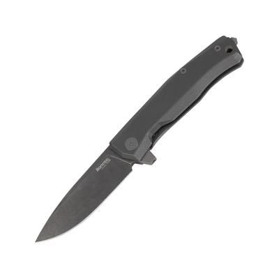 Lionsteel Myto Framelock Folding Knife 3.25" black stonewash finish Bohler M390 stainless Black stonewash finish titanium handle MT01B BW