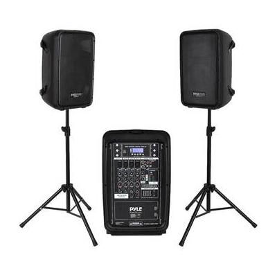 Pyle Pro PPHP28AMX PA Speaker and 300W Amplifier/Mixer DJ Kit with Two 2-Way 8" Spea PPHP28AMX