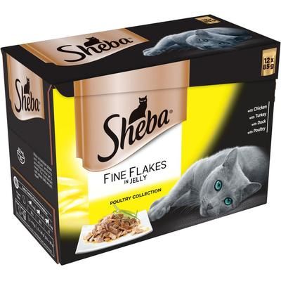 12x85g Poultry Collection in Jelly Fine Flakes Sheba Wet cat food