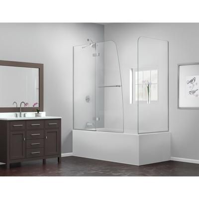 Dreamline DreamLine Aqua Ultra 48 inch W x 30 inch D x 58 inch H Frameless Hinged Tub Door with Return Panel in Chrome SHDR-3448580-RT-01