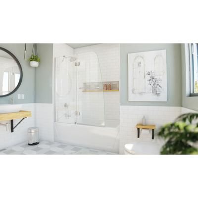 Dreamline DreamLine Aqua 48 - 48 7/16 inch W x 58 inch H Frameless Hinged Tub Door in Brushed Nickel SHDR-3148586-04