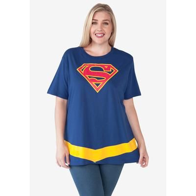 Plus Size Women's DC Comics Supergirl Costume T-Shirt by DC Comics in Blue (Size 1X (14-16))