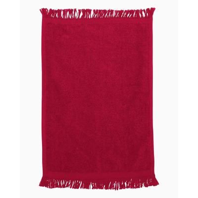 Q-Tees T100 Fringed Fingertip Towel in Red | Cotton