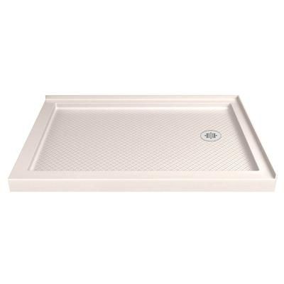 Dreamline DreamLine SlimLine 36 inch D x 48 inch W x 2 3/4 inch H Right Drain Double Threshold Shower Base in Biscuit DLT-1036482-22