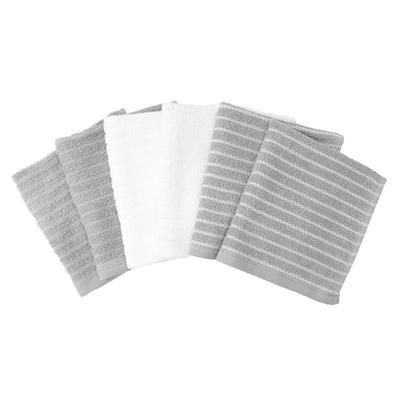 Horizontal Stripe Bar Mop Cloth, Set Of 6 Towel by RITZ in Grey