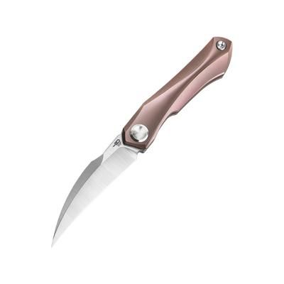 Bestech Knives Ivy Framelock Pink Folding Knife 3" stonewash and satin finish S35VN stainless blad Pink stonewash finish titanium handle BT2004C