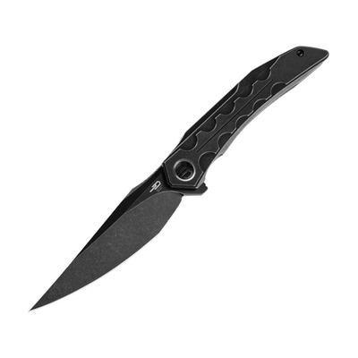 Bestech Knives Samari Framelock Black Folding Knife 3.88" black stonewash finish Bohler M390 stainless Black stonewash finish titanium handle BT2009B