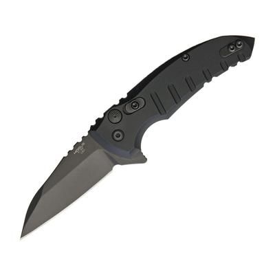 Hogue X1 Microflip Button Lock Folding Knife 2.75" black finish 154CM stainless Wharncliffe bla Black matte finish aluminum handle 24166