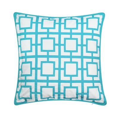 Modern Links Applique 20X20 Indoor Outdoor Decorative Pillow by Levinsohn Textiles in Aqua