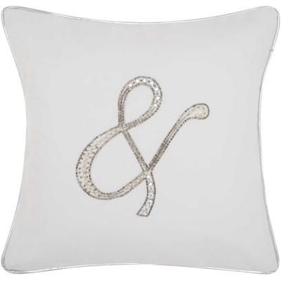 Kathy Ireland Beaded & Ampersand White Throw Pillow - Nourison E6317