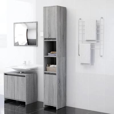 vidaXL Armadio Bagno Rovere Grigio 30x30x183,5cm Legno Ingegnerizzato