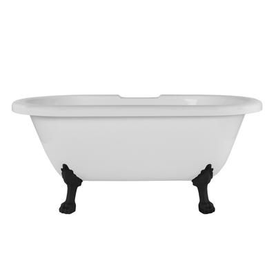 Randolph Morris Juniper Acrylic Double Ended Clawfoot Tub - Rim Faucet Drillings - Lion Paw Feet RMA60DE7WLPMB