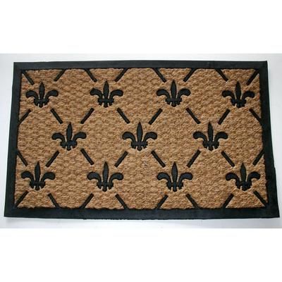 Fleur De Lis Flat Weave Coir Mat With Rubber Backing Floor Coverings by Nature Mats by Geo in Multi
