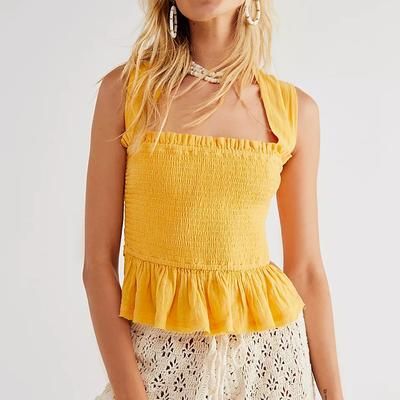 Free People Tops | Free People Amani Strappy Tie Back Top Yellow | Color: Yellow | Size: M