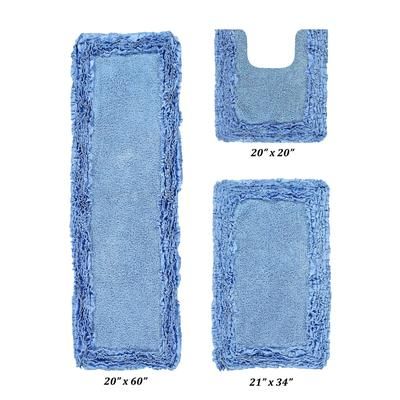 Shaggy Border Bath Rug Mat, 3-Pc. Set by Better Trends in Blue