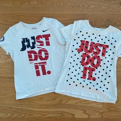 Nike Shirts & Tops | **2** Nike Girl's "Just Do It" Dri-Fit Tees (M) | Color: Red/White | Size: Mg