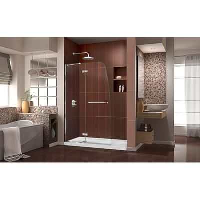 Dreamline DreamLine Aqua Ultra 36 inch D x 60 inch W x 74 3/4 inch H Frameless Hinged Shower Door in Chrome with Left Drain White Shower Base Kit DL-6523L-01CL