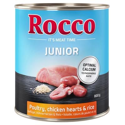 24x800g Chicken Hearts, Rice & Calcium Junior Rocco Wet Dog Food