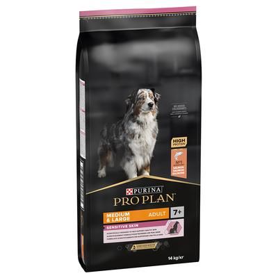 2x14kg Senior Medium/Large Sensitive Skin Salmon Pro Plan Dry Dog Food | OptiDerma | Adult 7+