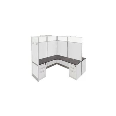 12'W x 12'D x 7'H White Laminate Washable Complete 4-Person Cluster Office Cubicle - Add