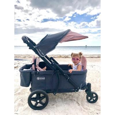 Pronto One (2 Seater) Stroller Wagon - Black Frame / Pink Melange