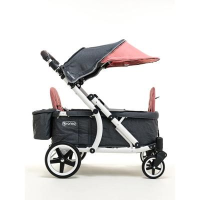 Pronto One (2 Seater) Stroller Wagon - White Frame / Ginger Pink