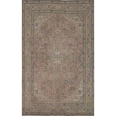 Distressed Tabriz Persian Antique Rug Hand-knotted Wool Carpet - 6'7" x 9'4"