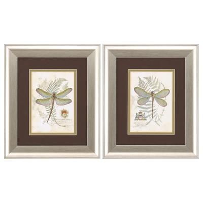 Dragonfly Framed Wall Décor, Set Of 2 by Propac Images in Neutral